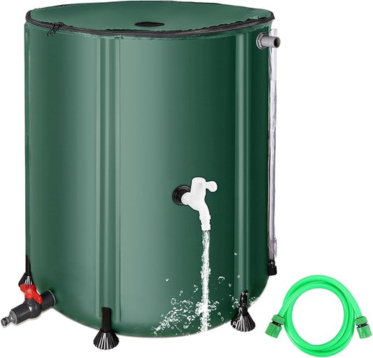 50 Gallon / 200L Collapsible Rain Barrel, Foldable PVC Rain Barrels to Collect Rainwater from Gutter, Portable Water Storage Tank Container with Hose Spigot, Water Catcher Collector Green