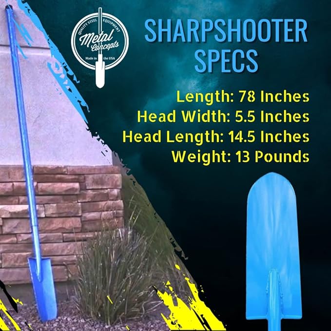 Heavy-Duty All-Steel Sharpshooter Shovel - Weighted Long Handle and Hardened/Heat-Sharpened Chromoly 15 Inch Head