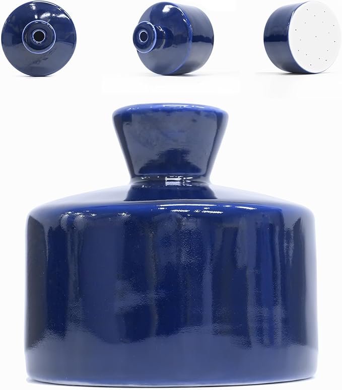 Watering Bell Thumb Pot Thumb Watering Cans Ornamental Plant Thumb Watering Hand-Painted Ceramic vase Ceramic Watering Bell Decor Indoor Outdoor House Warming Gifts(Deep Blue 19 fl oz)