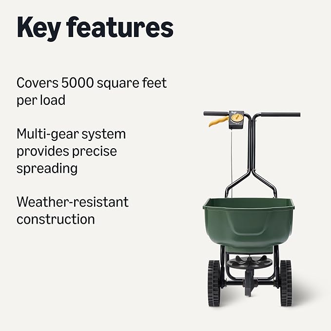 Amazon Basics Fertilizer Spreader for Lawn, 33 Pounds, 0.53 Cubic Feet, All Season, 1-Pack