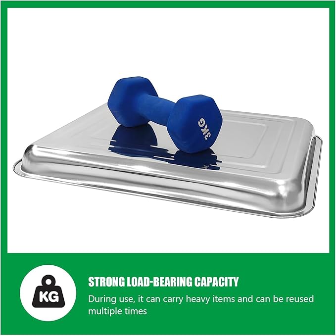 10 Pack Large Stainless Steel Seedling Trays, Heavy Duty Metal Water Catch Trays for Nursery Pots Transplant, Seed Germination & Propagation Flats (17.5 inch×13.56 inch, 1.18" Height)