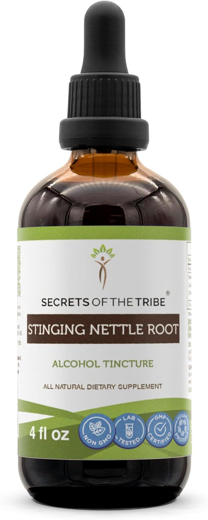 Secrets of the Tribe -Stinging Nettle Root Tincture Alcohol Extract, Stinging Nettle (Urtica Dioica) Dried Root 4 OZ
