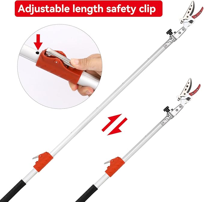 Extendable Tree Cutter, 3.67-5.45 FT Telescopic Pole Pruner, Lightweight Aluminum Handle, Teflon-Coated Blade, Cuts Up to 1/2 Inch, Ideal for Fruit Picking & Tree Branch Cutting | LFX101