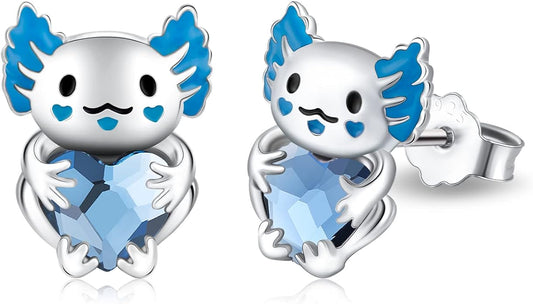 JUSTKIDSTOY Hypoallergenic Earrings Sterling Silver Crystal Cute Animal Studs Earrings for Sensitive Ears Birthday Gifts for Women Girls