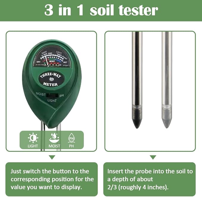 5 Gallon Nursery Pots (20-Pack) + 50ft Garden Hose with Spray Nozzle 2P + 3-in-1 Soil Tester 2P for Moisture/Light/pH | All-in-One Gardening Kit for Indoor/Outdoor Plants