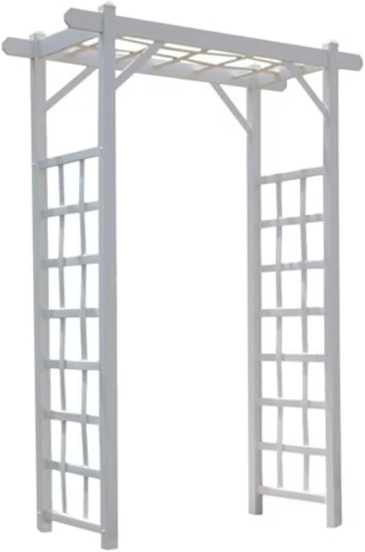 Dura-Trel PVC Garden Arbor, Arch Support for Climbing Plants, Elmwood, Mocha, 57" x 85"