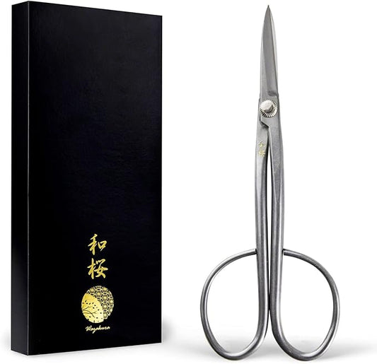 Wazakura Yasugi Stainless Steel Made in Japan Twig Bonsai Scissors 8.27" (210 mm), Japanese Garden Pruning Snip Tools Shears, Flower Herb Trimming Shears (Yasugi Stainless Steel Twig Scissors)