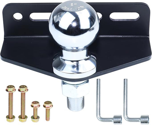 GELASKA Lawn Mower Hitch Kit with Chrome Trailer Hitch Ball, 3/4 x 2 inch Hitch Ball, Garden Tractor Pro Hi Hitch, Garden Tractor Pro Hi Hitch with Mounting Kit and Tool Kit (4 Carriage Bolt, 3 Nuts)