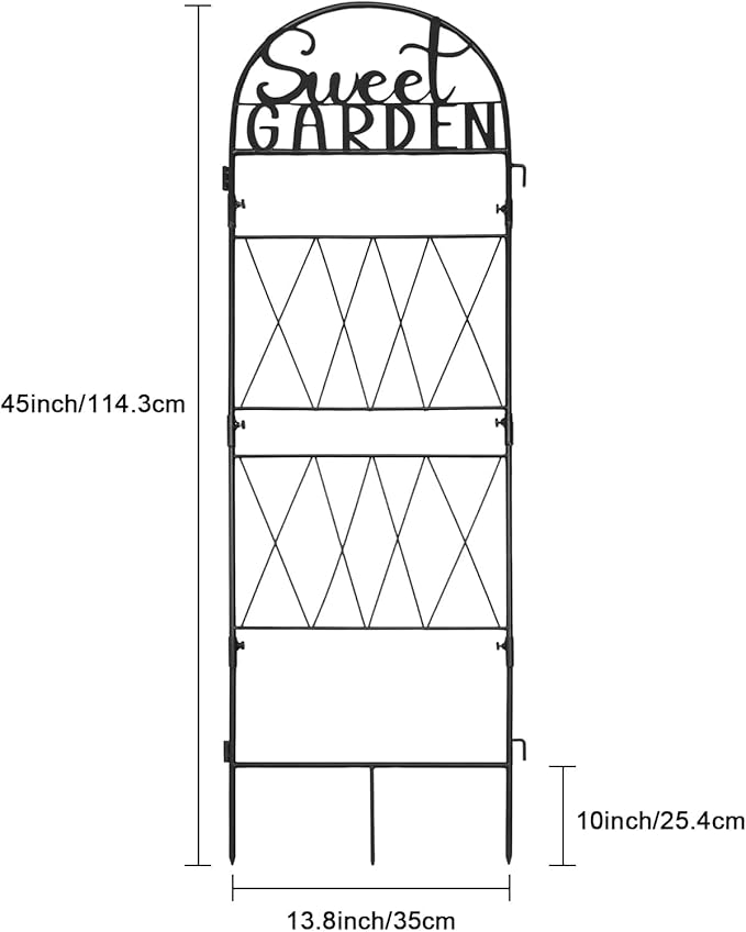 hogardeck 1PC Metal Garden Trellis 45 * 14 inch for Climbing Plants Flowers Outdoor,Heavy Duty,Black Coating Rustproof Trellis for Rose, Vegetable, Flowers, Perfect for Training Climbing Plants