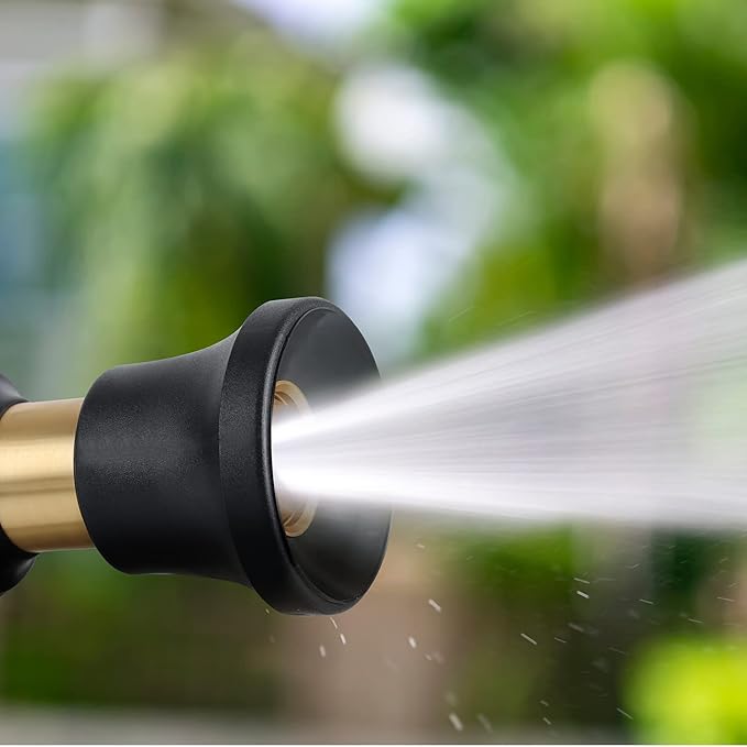 Hose Nozzle, Lichamp 4 Pack Heavy Duty Brass Fireman Style High Power Leak Proof Adjustable Garden Water Sprayer, Suitable for Car Wash, Patio Cleaning, Watering Lawn and Garden, Shower Pets (Black)