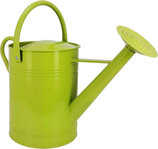 Metal Watering Can for Outdoor Plants, 2 Gallon Galvanized Steel Watering Can with Removable spout (Green)