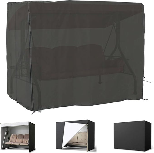 Porch Swing Cover 63 Inch Waterproof 600D Oxford Hanging Outdoor Swing Cover All Weather Protected Swing Covers for Outdoor Furniture (Black, 87L x 49W x 67H inch)