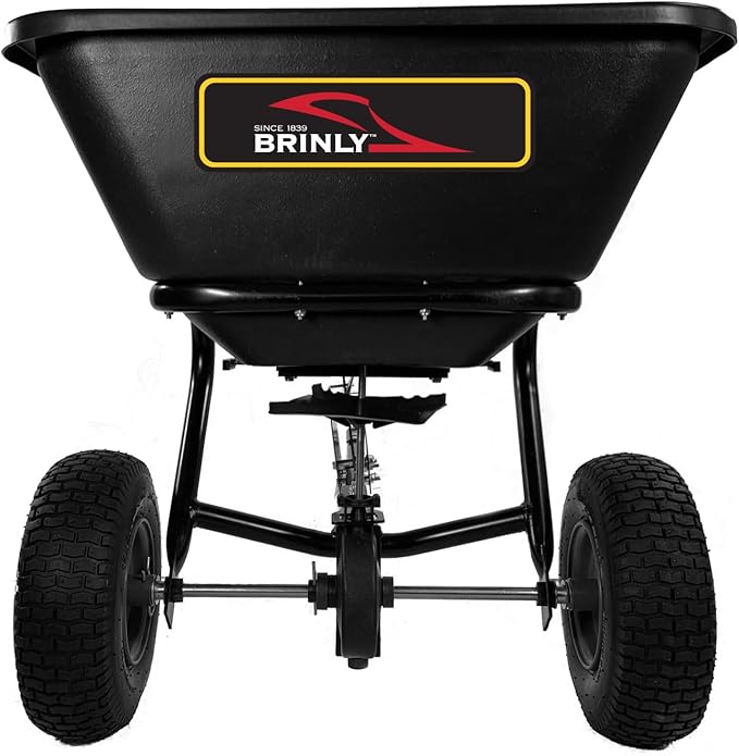 Brinly BS26BH-A Tow Behind Broadcast Spreader with Universal Hitch, 125 lb. - Flat Black