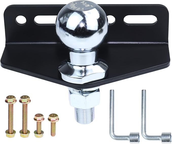 GELASKA Lawn Mower Hitch Kit with Chrome Trailer Hitch Ball, 3/4 x 1-7/8 inch Hitch Ball, Garden Tractor Pro Hi Hitch, Lawn Tractor Hitch with Mounting Kit (4 Carriage Bolt, 3 Nuts)
