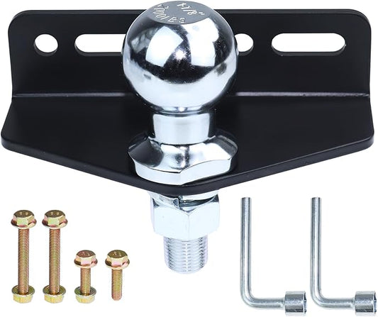 GELASKA Lawn Mower Hitch Kit with Chrome Trailer Hitch Ball, 3/4 x 1-7/8 inch Hitch Ball, Garden Tractor Pro Hi Hitch, Lawn Tractor Hitch with Mounting Kit (4 Carriage Bolt, 3 Nuts)