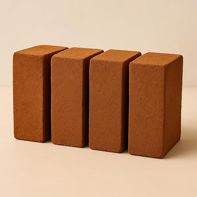 Premium Coco Coir Bricks 4 Pack - Lightweight Cocopeat for Garden Soil, Compressed Coconut Fiber Brick for Potting, Gardening, Planting, Seed Starting, Indoor & Outdoor Plants, Set of 4