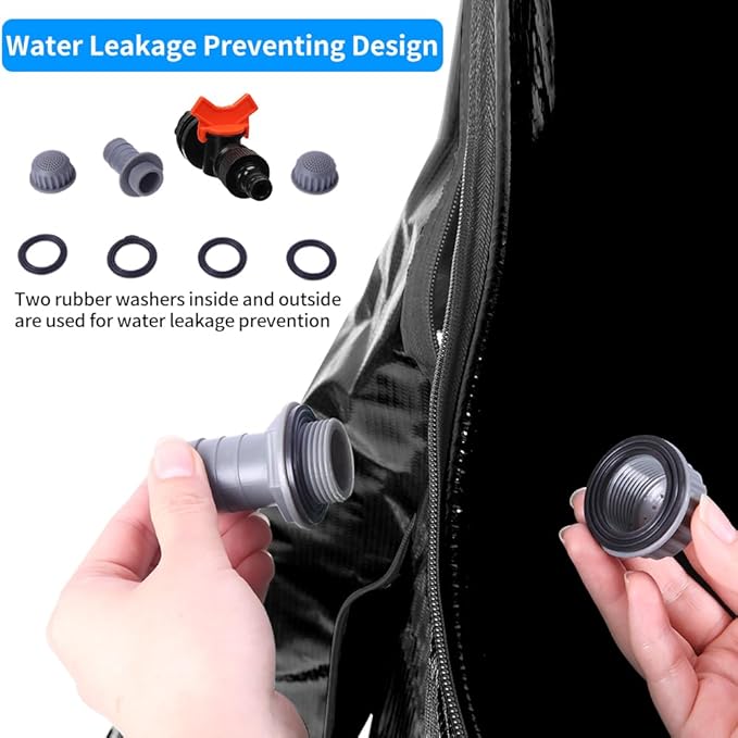 50 Gallon Collapsible Rain Barrel, Folding Water Storage Container, Portable Rain Collection, Water Storage Tank PVC for Garden Water Catcher with Screen Mesh Protector and 3/4 Faucet Black
