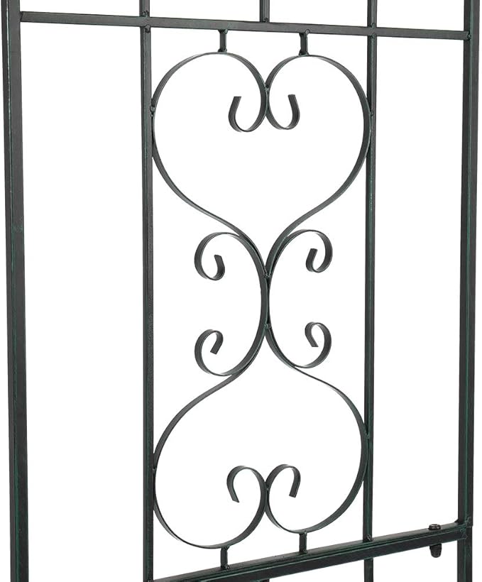 Garden Arbor, 7.3FT Metal Arbor Trellis for Climbing Plants Outdoor, Dark Green Garden Archway for Lawn, Patio and Backyard, Wedding Arches for Ceremony