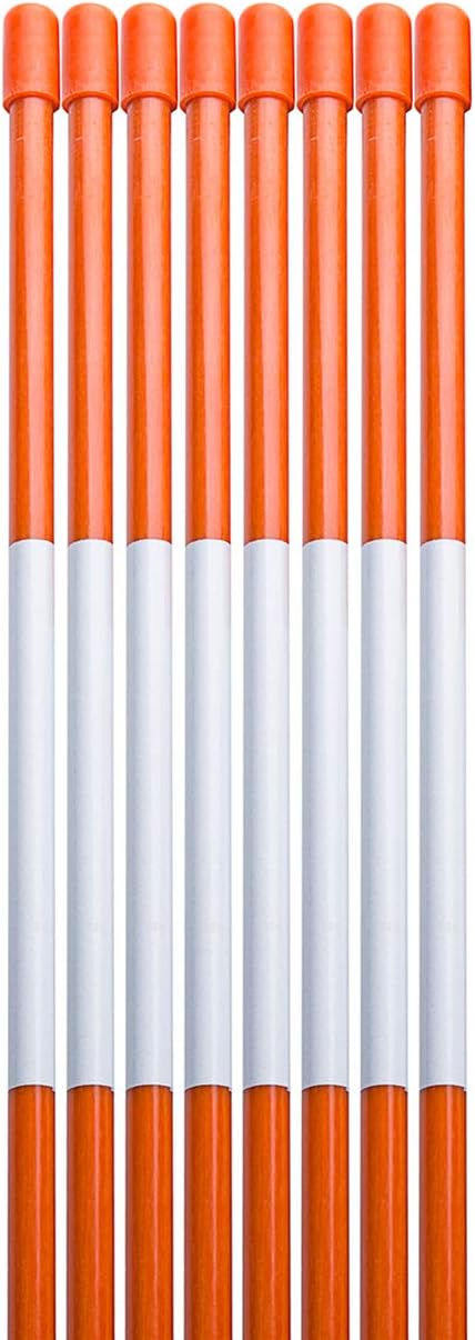 Sunnyglade 100PCS 48 Inch Driveway Marker 5/16 Inch Dia Reflective Driveway Poles Fiberglass Snow Stakes with Reflective Tape for Easy Visibility at Night