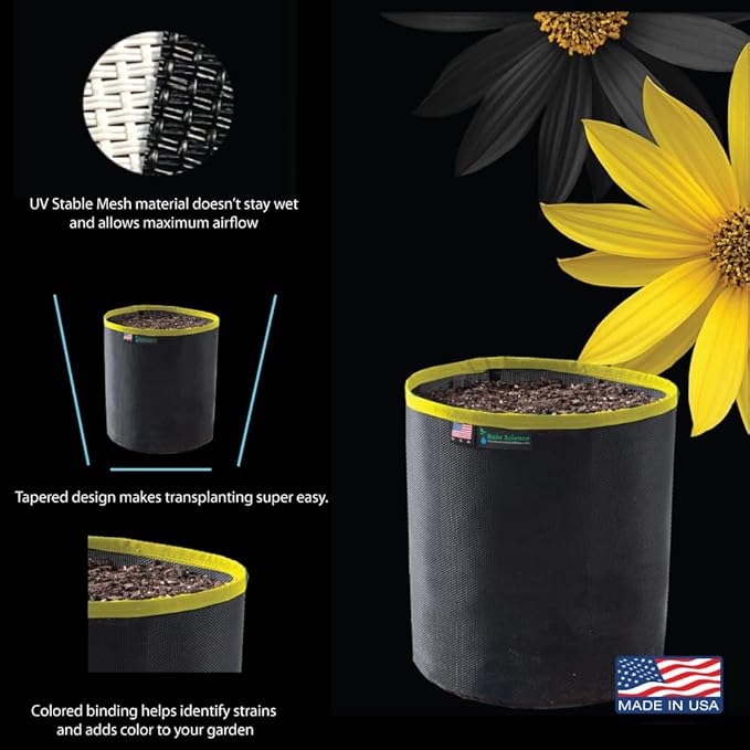 Grow Bag 3 Gallon, Planting Pots - Colorful Plant Grow Bags Pots Gardening Vegetable - Air Pruning Mesh Fabric Plant Container - (Black/Yellow)