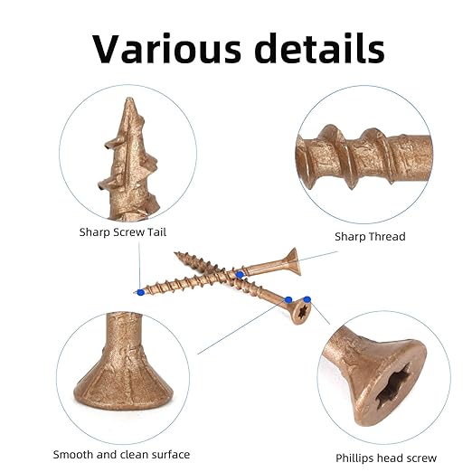 Deck Screws #8 x 2’’, T25 Star Torx Drive Flat Head Wood Screws, Brown, 5lb