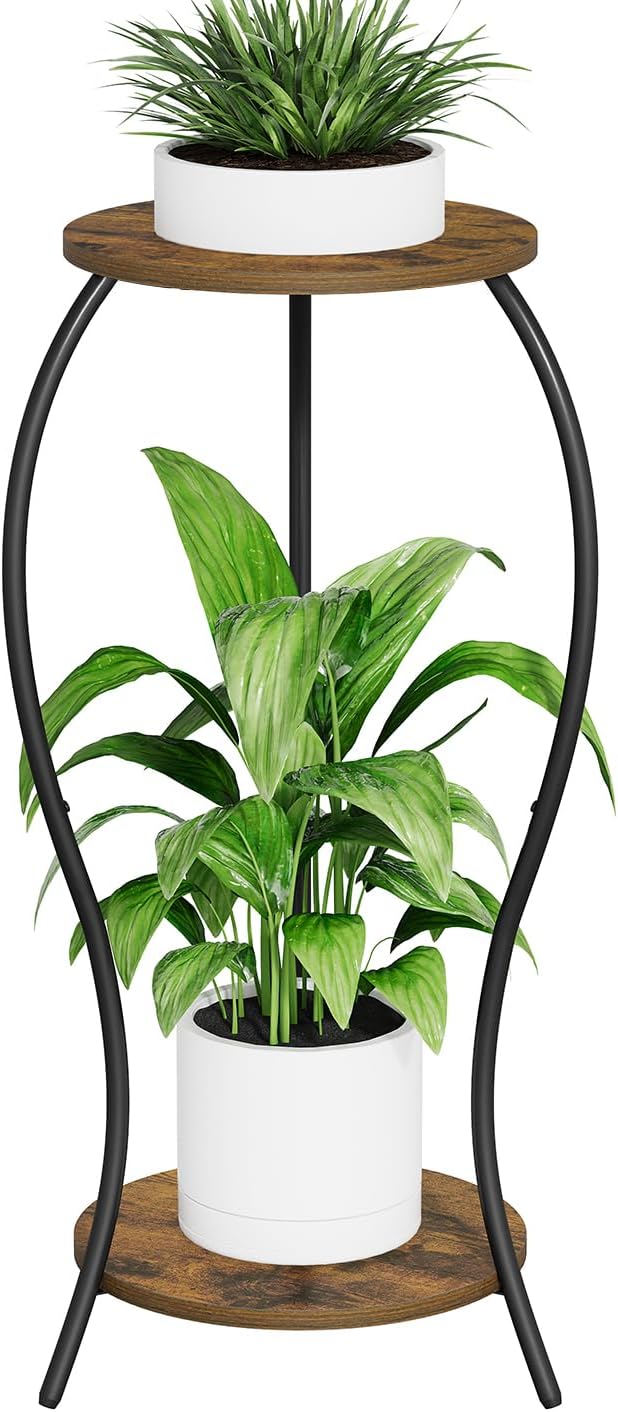 Plant Stand Indoor,2 Tier Round Potted Holder Stand,Flower Pot Stand,Plant Supports Rack,Corner Plant Shelf for Planter Garden Balcony Patio Living Room