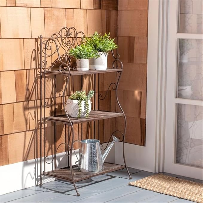 Safavieh PAT5022B Outdoor Collection Torus Unearthed Rust 3-Tier Shelf