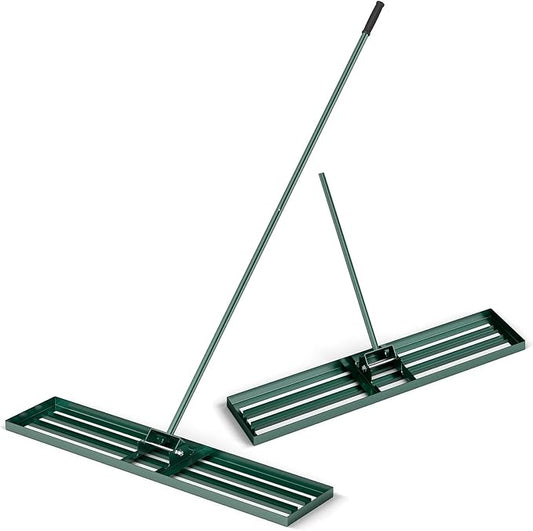 Goplus Lawn Leveling Rake, 46" x 10" Heavy Duty Level Lawn Tool w/ Ergonomic Handle for Soil, Effort-Saving Landscape Rake for Garden, Backyard, Golf Course, Farm, Pasture