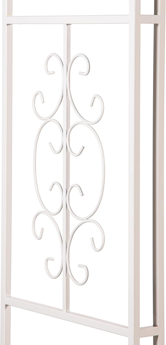 Plow & Hearth Arch Metal Outdoor Garden Arbor, 84 inches Tall, Iron Trellis Lattice for Climbing Plants, Wedding Arch, Outdoor Patio Décor (Montebello-White)