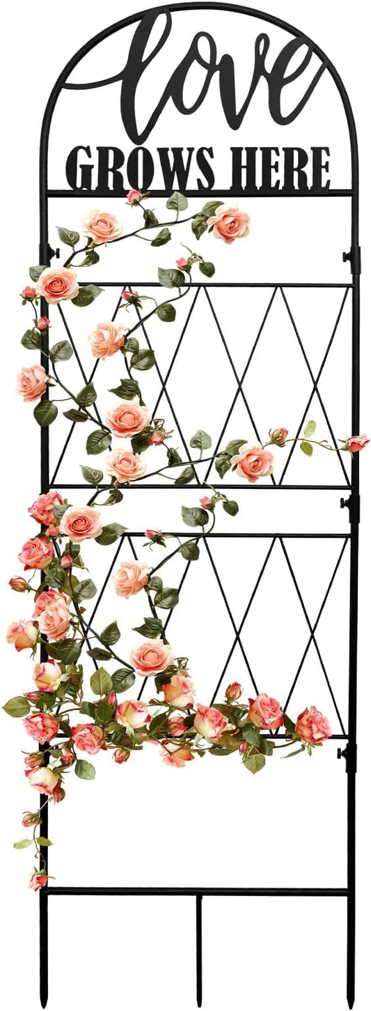 hogardeck 45 * 14 inch Metal Garden Trellis for Climbing Plants Flowers Outdoor,Heavy Duty,Black Coating Rustproof Trellis for Rose, Vegetable, Flowers, Perfect for Training Climbing Plants (1Pcs)