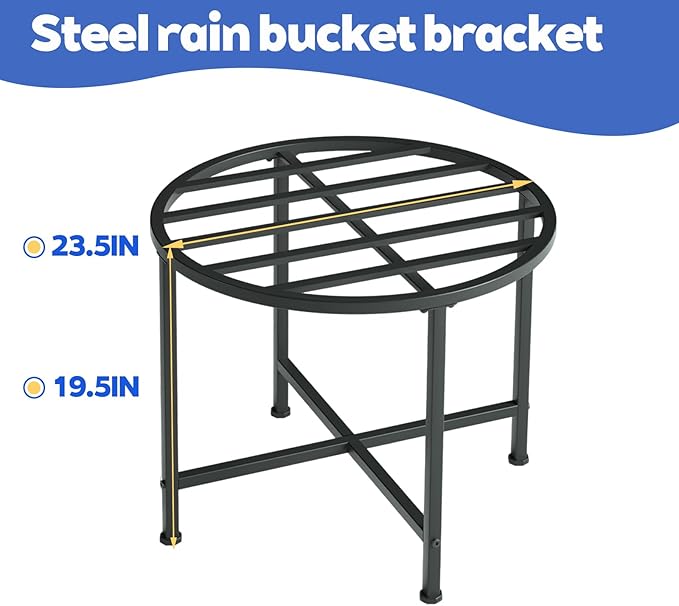 Rain Barrel Stand Heavy-Duty Stainless Steel- Supports 45/50/55 Gallon Plastic Barrels, Outdoor Weatherproof, Rust-Proof, 1200lb Load Capacity