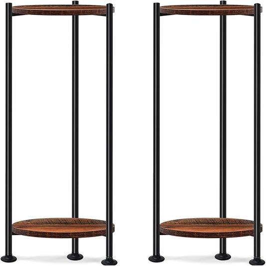 2-Pack Plant Stand Indoor Outdoor, 30'' Tall Plant Stands for Indoor Plants, Heavy Duty Indoor Plant Shelf, 2 Tier Flower Stand for Living Room, Balcony, Deck(Brown)