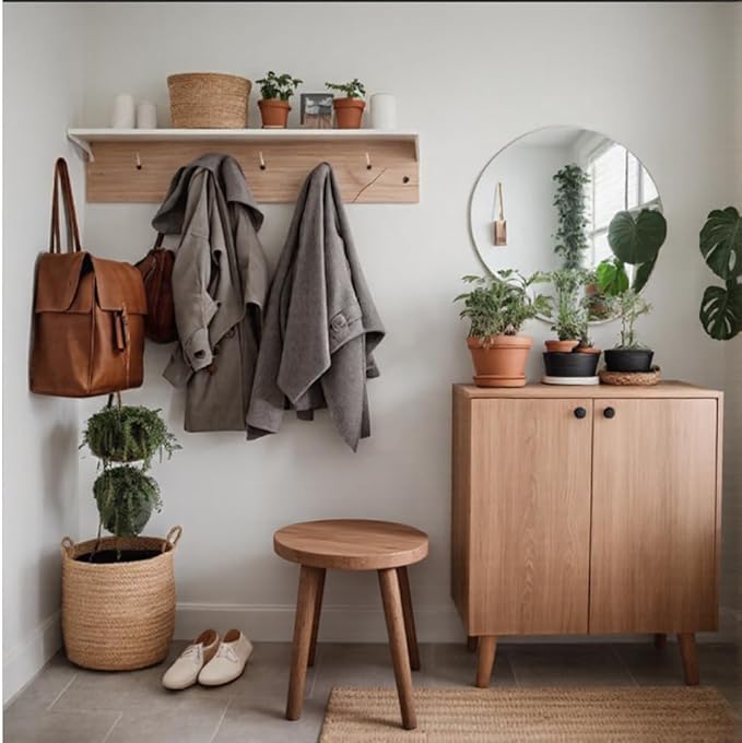 Plant Stand Stools Chair Dressing Wooden Stool Stool Kitchen Bar Stool Side Wood Table Round Wooden Sandal Wood for Bedroom Living Room Dining Table Dining Room Bar (Walnut Color)