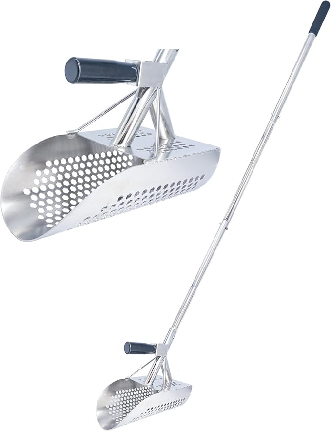 Sand Scoop for Metal Detecting, Heavy Duty Detector Scoop, Long Handle Stainless Steel Detecting Tool,Metal Shovel