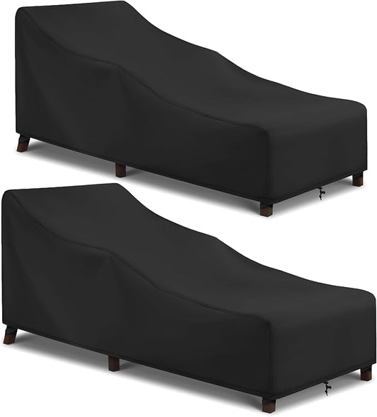 Arcedo Outdoor Lounge Chair Covers 2 Pack, Waterproof Patio Chaise Lounge Cover for Outdoor Furniture and Outside Stackable Cushions, 76" x 32" x 32" H, Black