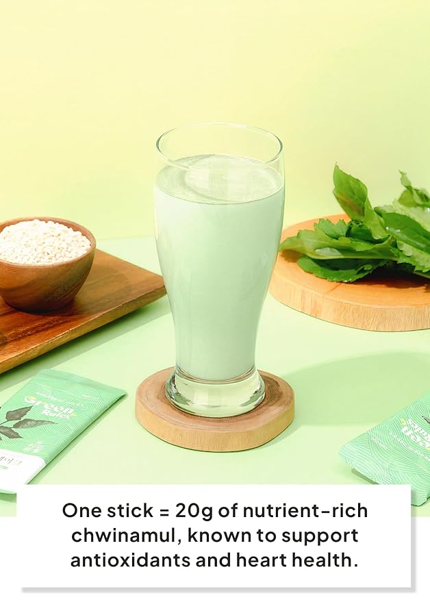 Korean Food Greenrules Korean Grain Shake with Chwinamul – Plant-Based Meal Mix Powder, 10 Single-Serve Stick Packs, 취나물 미숫가루