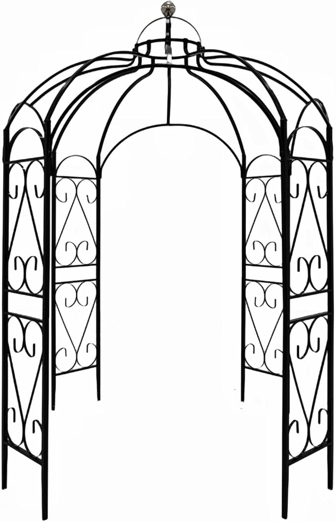 OUTOUR Versatile Oversized 9FT Iron Garden Gazebo Arbor Arbour Heavy Duty Metal ArchTrellis Support for Plants Climbing Garden Outdoor Yard Patio Wedding Party Ceremony Decor Arch
