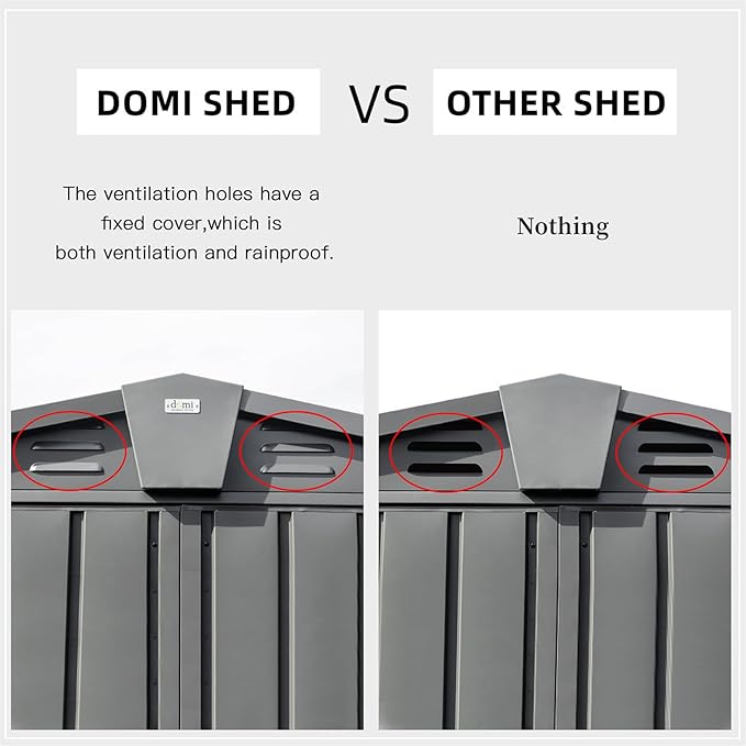 Metal Garden Storage Shed 6.5x4.2ft Outdoor, 167 Cu.Ft Large Capacity Tool Shed with Spire Roof & 20 Vents - Galvanized Steel Lockable Double Doors for Backyard, Patio (Dark Gray)