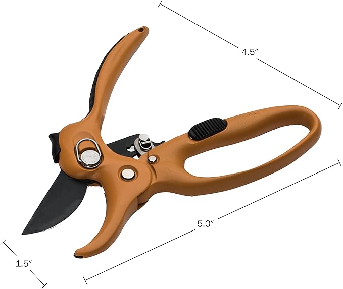 Ratchet Anvil Pruning Shears for Gardening - 5” Heavy Duty Ratcheting Garden Shears Clippers with Carbon Steel Blade for Weak Hands or Arthritis, Hand Pruners for Gardening Tools by Kings County Tools