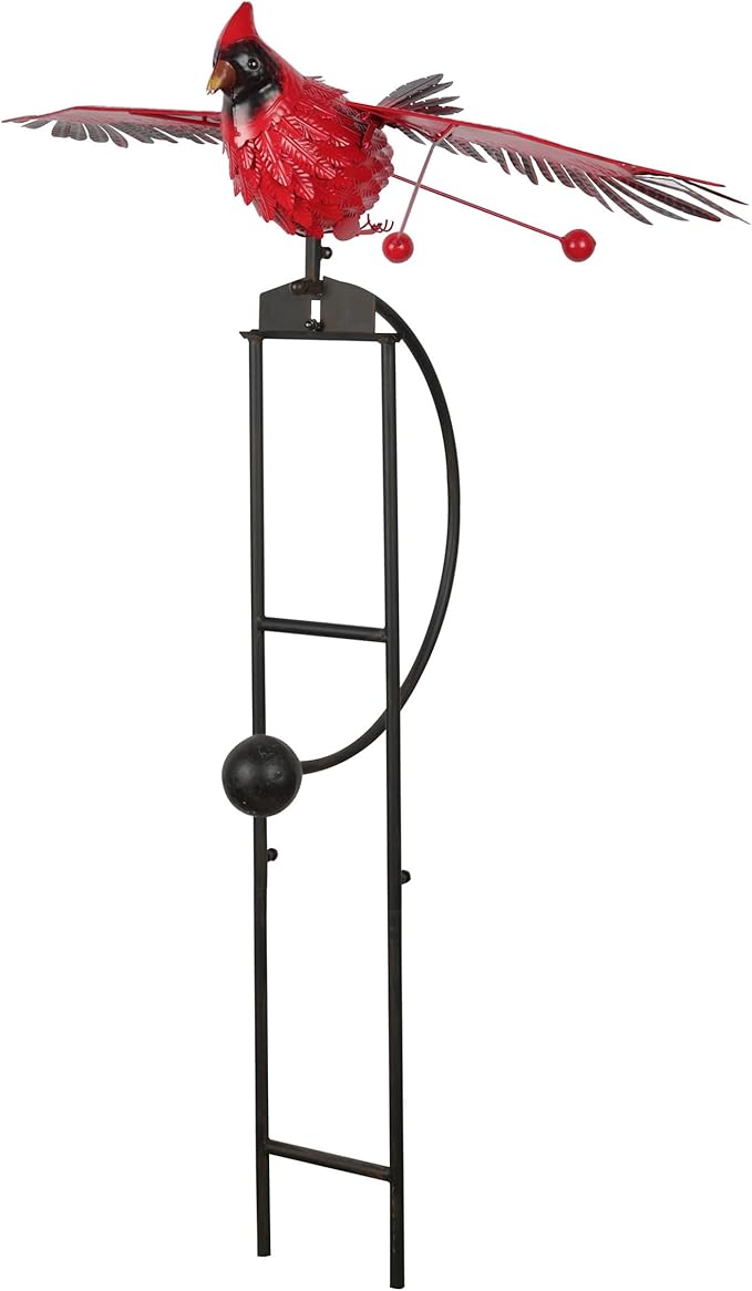 Alpine Corporation NCY408 Metal Rocking Cardinal Stake, Stylish Décor for Garden, Patio, & Lawn, 56"H, Red