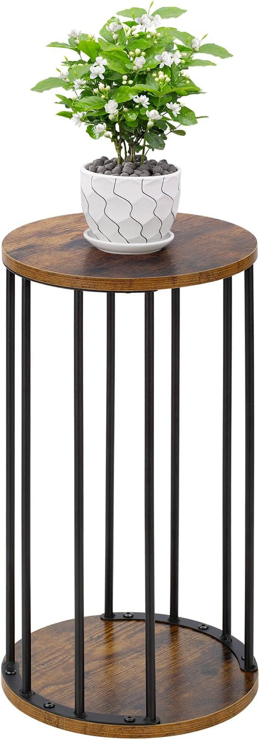 Plant Stand Indoor,small plant stool,Flower Pot Corner stand holder,Mid Century Heavy Duty Metal Tall Home Decor,Modern Round End Table,Small Rustic Display Stand for Living Room,Bedroom(Brown,21In)