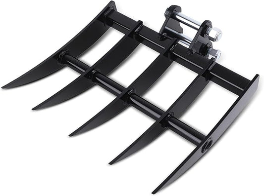 maXpeedingrods Mini Excavator Rake, Wide Backhoe Rake for 0.8-1.5T Excavators, Hydraulic Tilt Excavator & Backhoe Attachment for Excavator