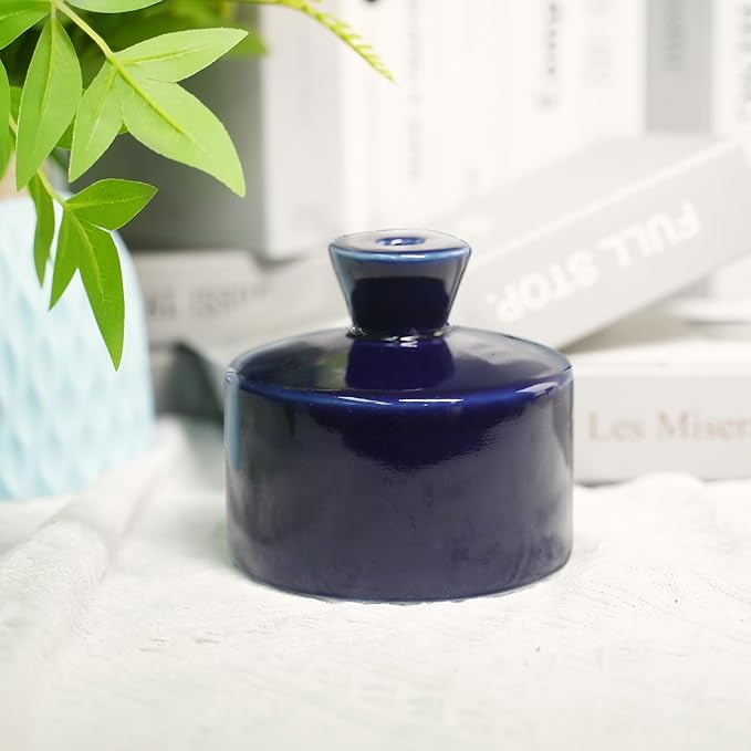 Watering Bell Thumb Pot Thumb Watering Cans Ornamental Plant Thumb Watering Hand-Painted Ceramic vase Ceramic Watering Bell Decor Indoor Outdoor House Warming Gifts(Deep Blue 19 fl oz)