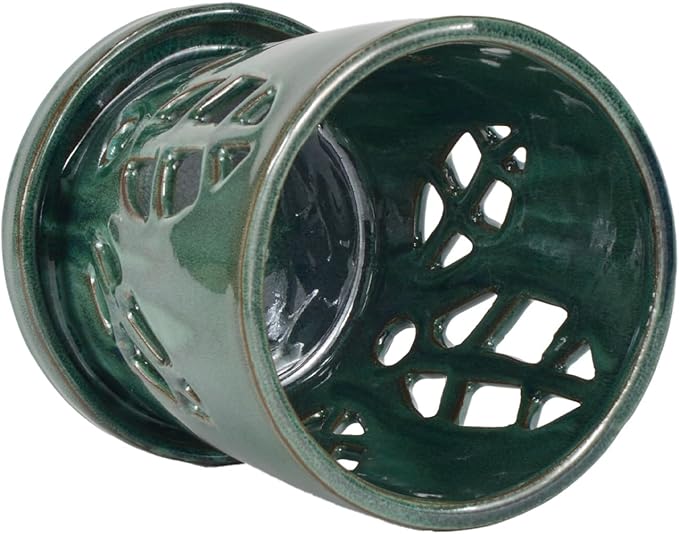 W&W Orchid Pot with Holes and Saucer for Repotting, 5.5 Inches, Grenn Mix