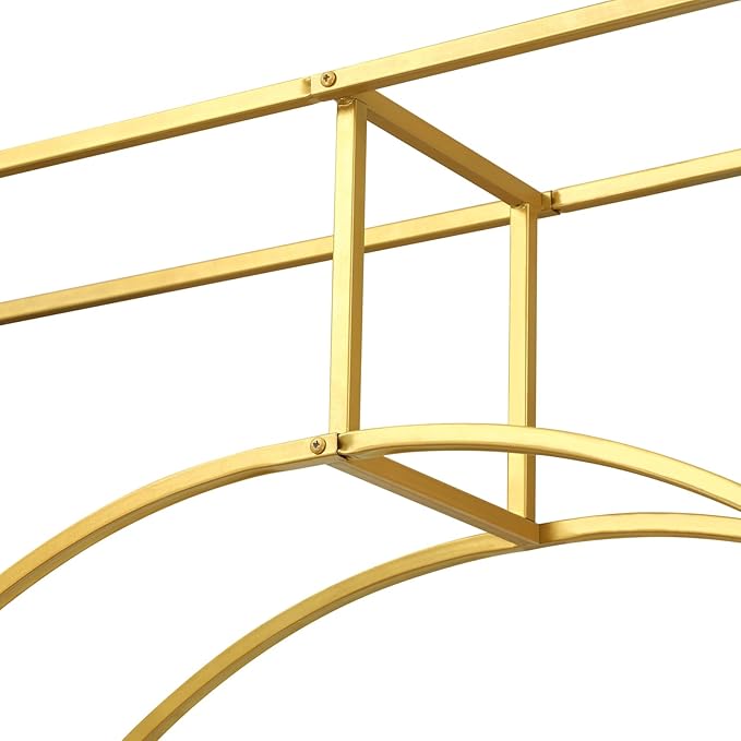 7.87ft Tall Double Arch Wedding Backdrop Stand, Gold Metal Open Arch Backdrop, Frame Square Shaped Wedding Arches for Ceremony Baby Shower Garden Birthday Party