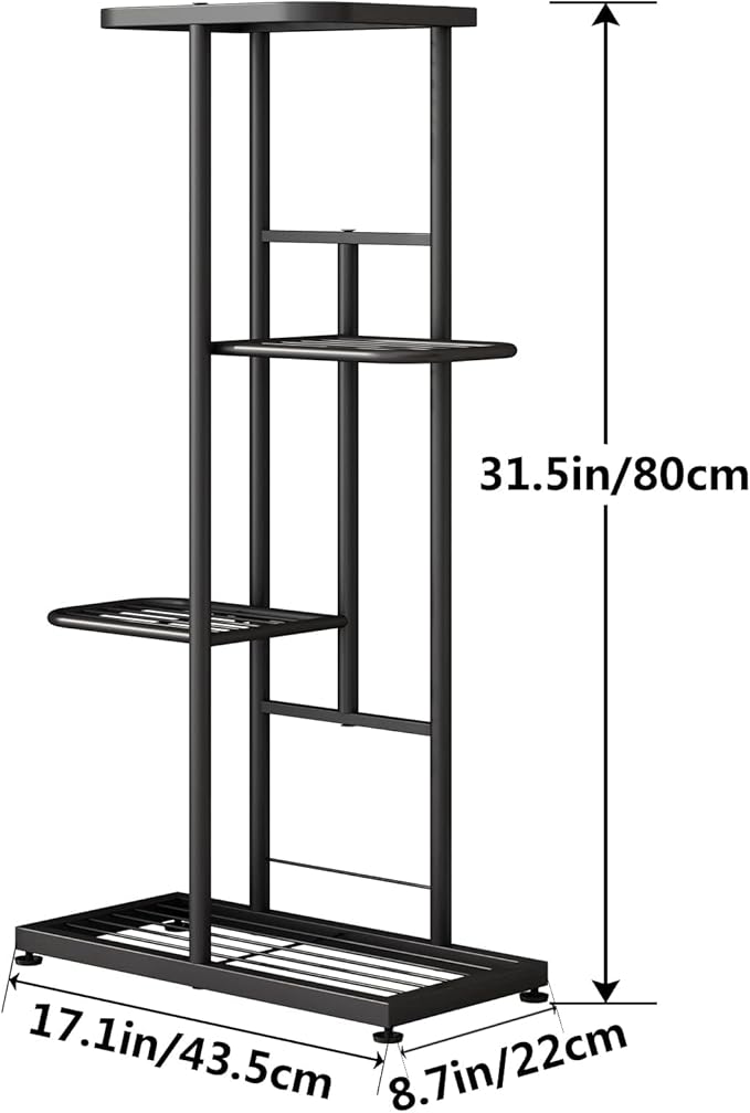 LINZINAR Plant Stand Indoor Outdoor Corner 4 Tier Metal Plant Shelf Patio Plant Rack for Garden Corner Balcony Living Room