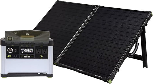 Goal Zero Yeti Portable Power Station, Yeti 500 + Boulder 100 Solar Generator, 499 Watt Hour LiFePO4 Battery, Water resistant & Dustproof Solar Generator For Outdoors, Camping, Tailgating, & Home
