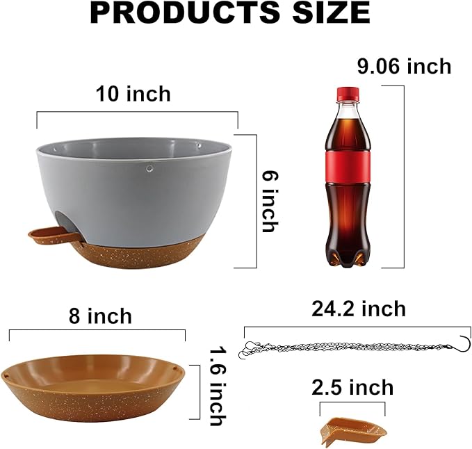 3 inch Hanging Planters for Indoor Plants, 3 Pack Self-Watering Hanging Planter Pots with Chain and Drainage Holes, Outdoor Plastic Hanging Baskets for Garden Home Decor (Grey With Brown, 3pcs/10inch)