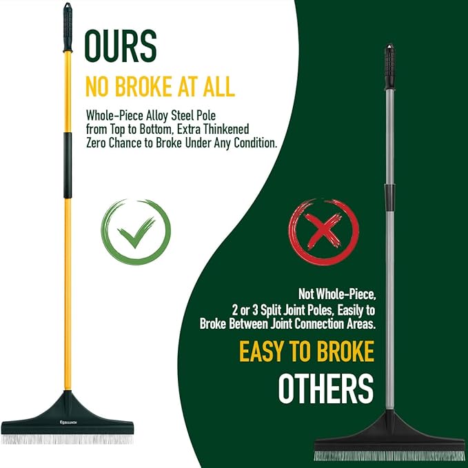 Artificial Turf Rake, 55" Long Whole-Piece Pole No Broke Design - Garden Hand Broom Rake for Easy Quick Remove Leaves, Debris, Shrubs, Pet Hairs.. from Turf, Lawn, Synthetic Grass, Carpet