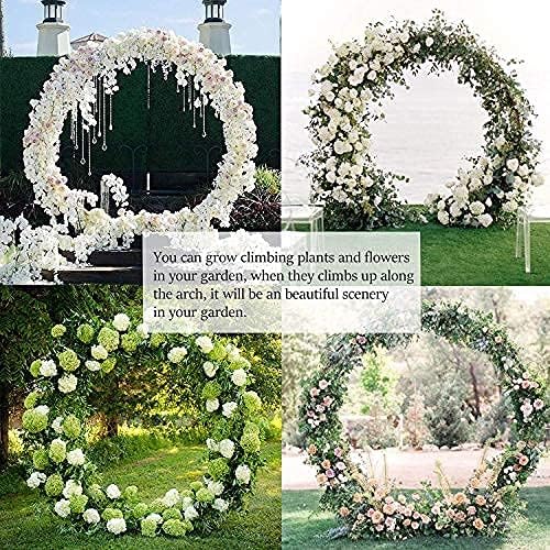 4.6 Ft Hammer Tone Green Round Metal Table Arch Garden Arbor for Garden, Indoor and Outdoor, Party Decoration, Easy Assembly (with Support Legs, Ground Anchors, Screwdriver, Instructions)